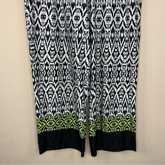 Apt 9 Black White Green Cropped Capri Pants Stretch Medium Pull On Elastic Waist - Picture 4 of 10